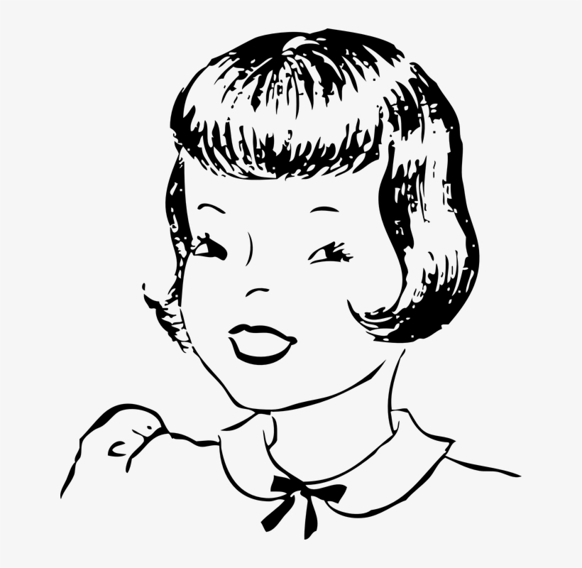 Free Vector Graphic - Short Hair Coloring Page, transparent png