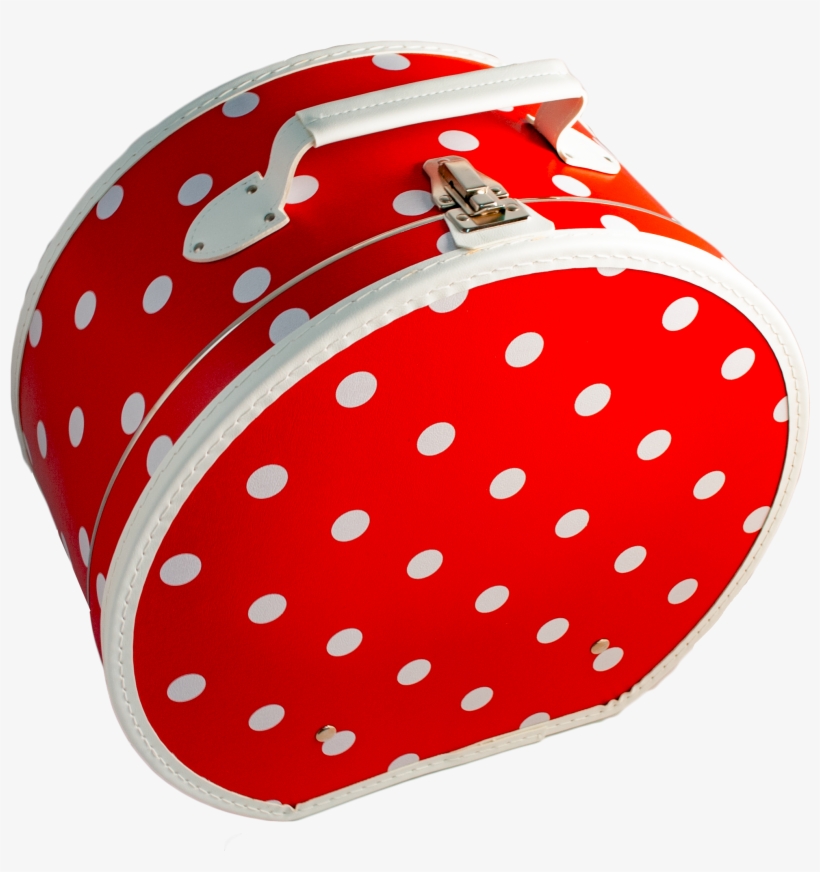 Hat Box 40cm Red With White Dots, transparent png