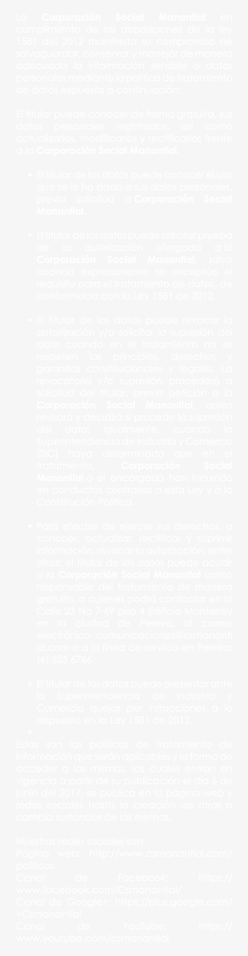 La Corporación Social Manantial En Cumplimiento De - Number, transparent png
