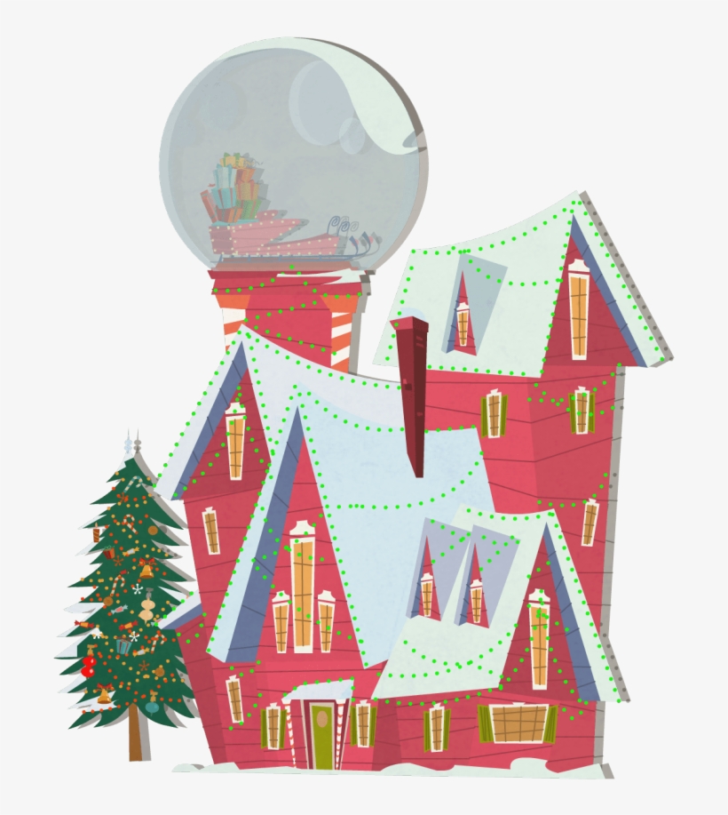 Background Exterior Santa House Winter Globe House - Santa House Animated, transparent png