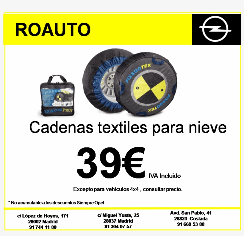 Cadenas Textiles Para Nieve 39€ Iva Incluido - Online Advertising, transparent png