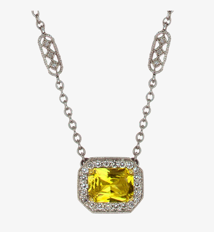 Yellow Sapphire Radiant Diamond Frame Pendant With - Silver Love Heart Necklace, transparent png