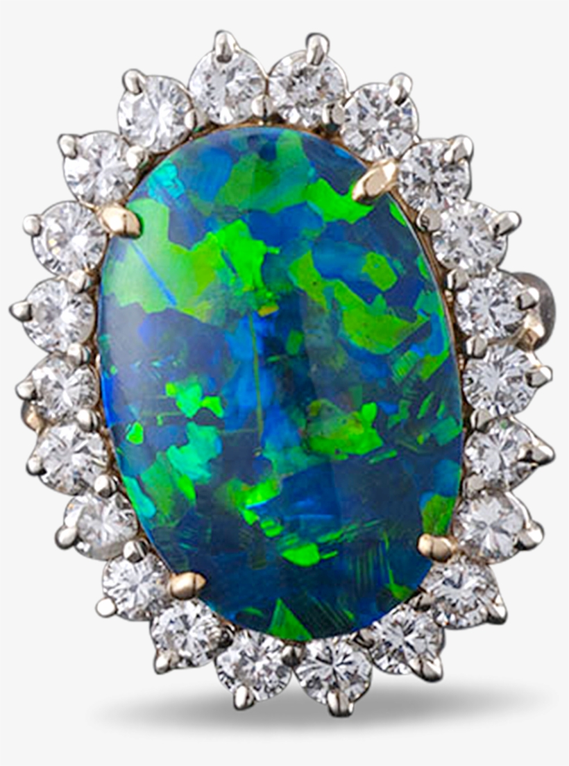 Black Opal And Diamond Ring, - Diamond, transparent png