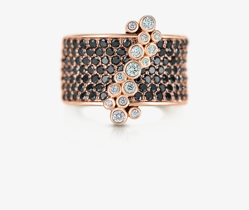 Saddle Mini Ring With Black And White Diamonds - Silver, transparent png