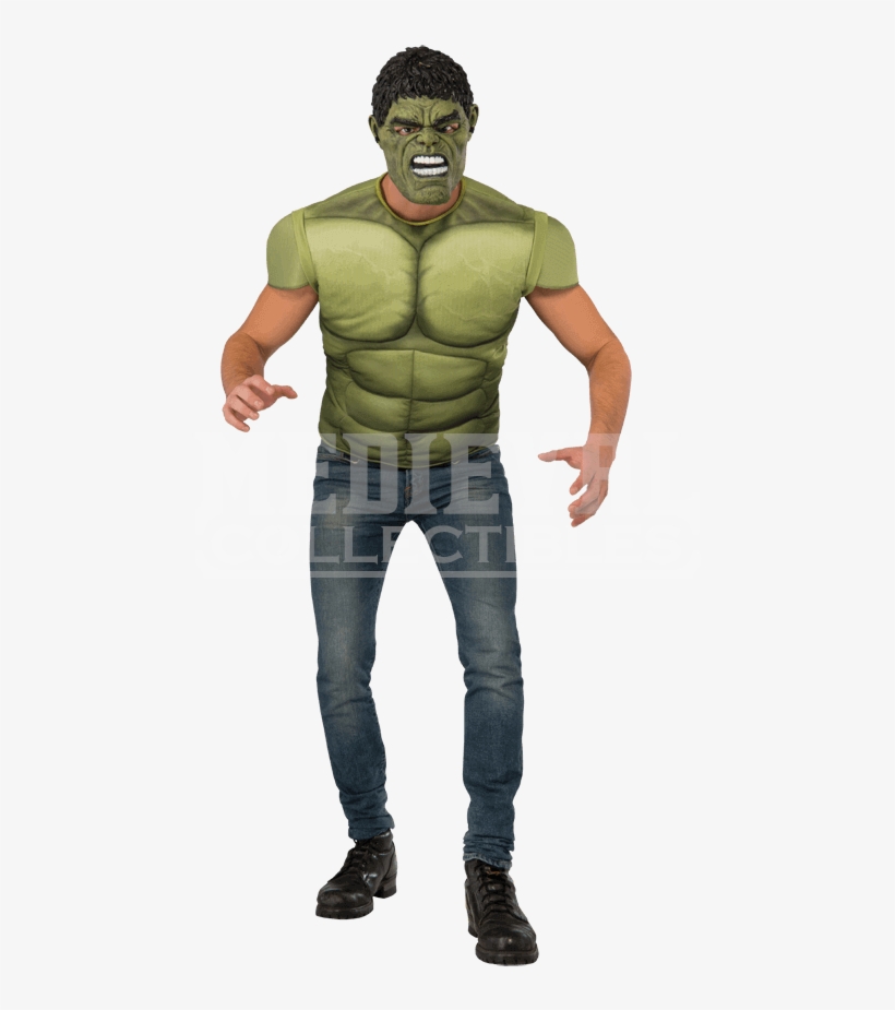 Adult Avengers 2 Deluxe Hulk Costume Top And Mask Set - Costume, transparent png