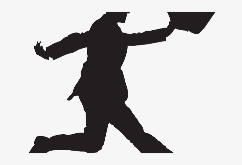 Businessman Clipart Briefcase Silhouette - Running Man With Briefcase Silhouette, transparent png