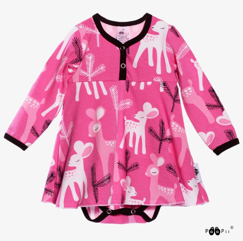 Paapii Design- Onesie Dress In Pink Bambi Organic Jersey - Pajamas, transparent png