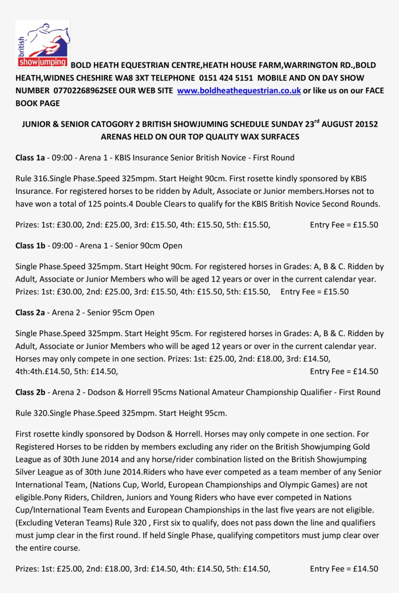 Entries Are On The Day - British Show Jumping Rules, transparent png