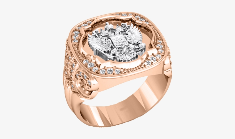 Man's Ring In Red And White Gold Of 585 Assay Value - Кольцо С Гербом России, transparent png