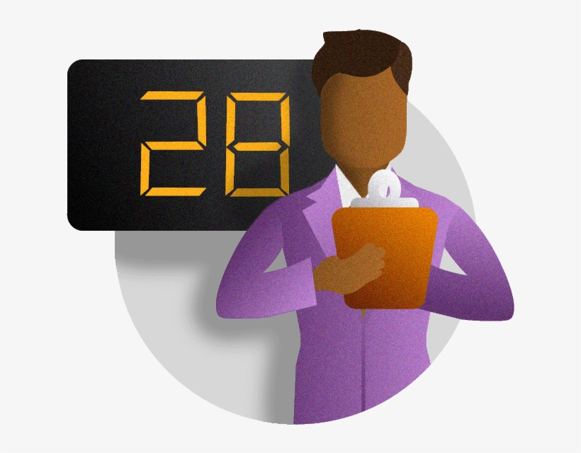 Football Scout Recording Statistics With Scoreboard - Illustration, transparent png