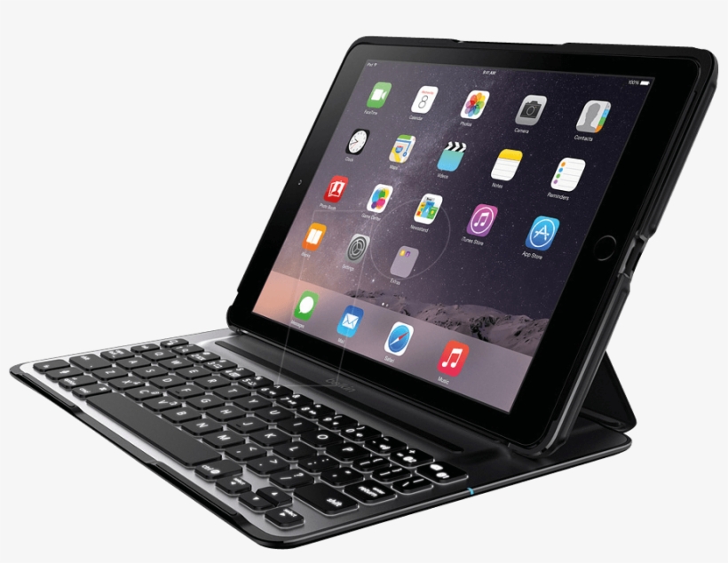 Keyboard Case For Ipad Air 2 Belkin F5l176deblk - Black Ipad Pro With Keyboard, transparent png
