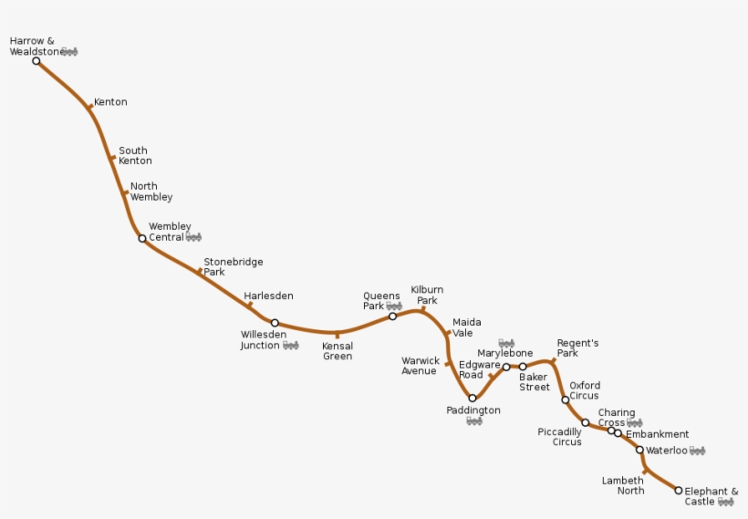 Map Of Bakerloo Line, London Underground - Bakerloo Line Map, transparent png