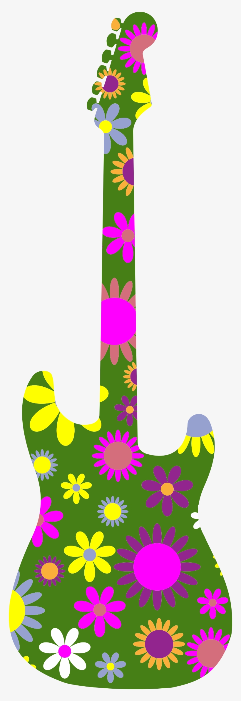 This Free Icons Png Design Of Retro Floral Guitar, transparent png