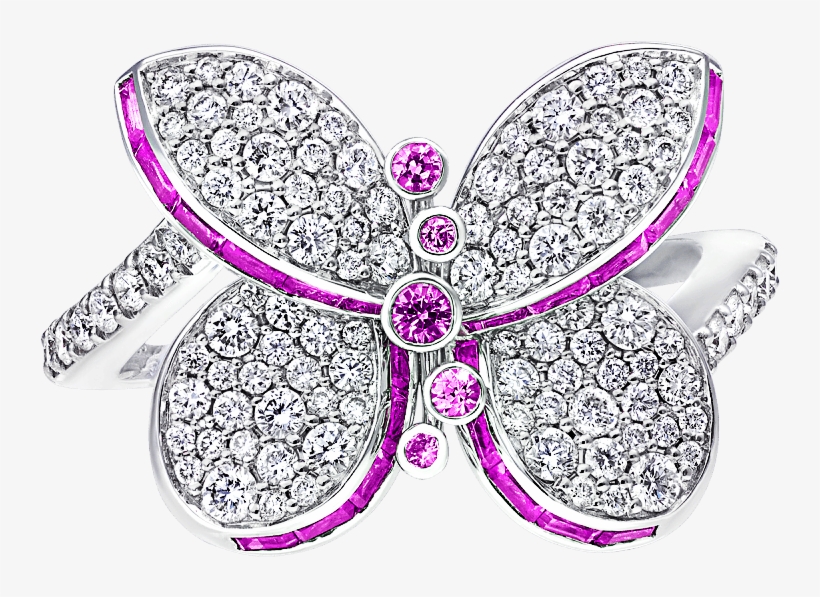 Top View Of A Graff Pink And Purple Sapphire And Diamond - Butterfly, transparent png