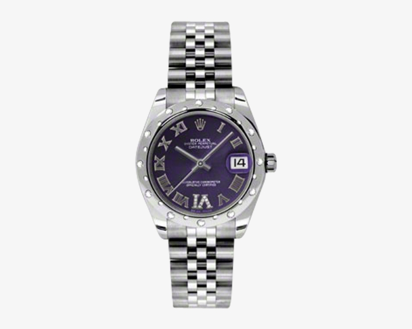 Stainless Steel Purple Diamond/roman Dial - Rolex Datejust Women Black Dial, transparent png
