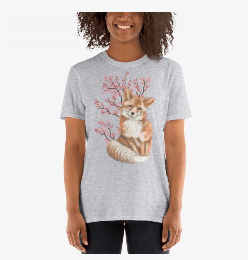 Cherry Blossom Fox T-shirt - T-shirt, transparent png