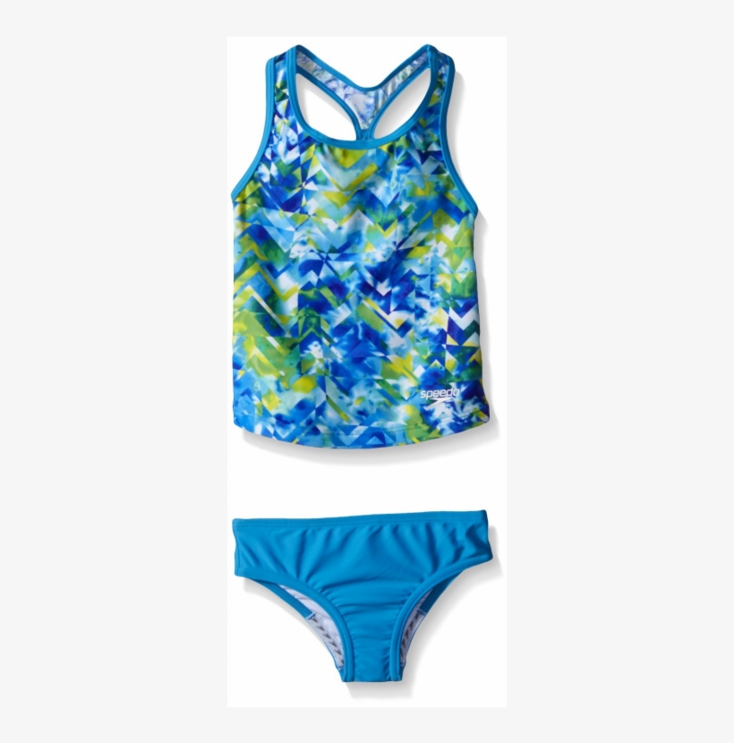 Speedo Girls' Tie Dye Splash Keyhole Tankini 2 Piece - Swimsuit Bottom, transparent png