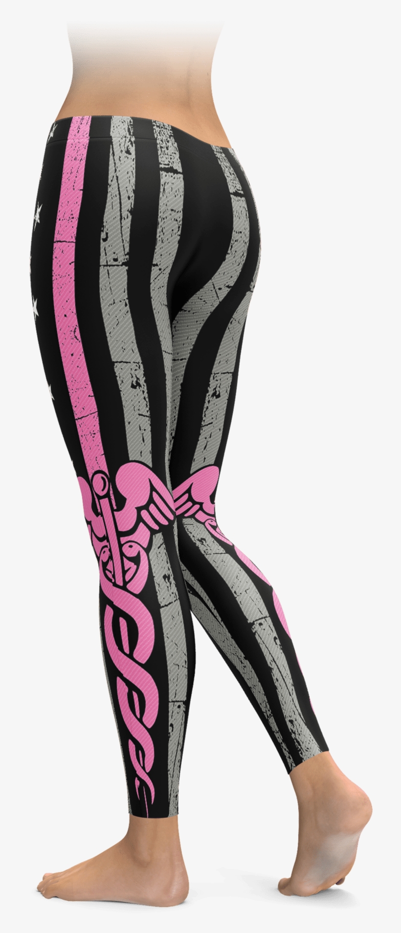 Caduceus Thin Pink Line Leggings - Leggings, transparent png