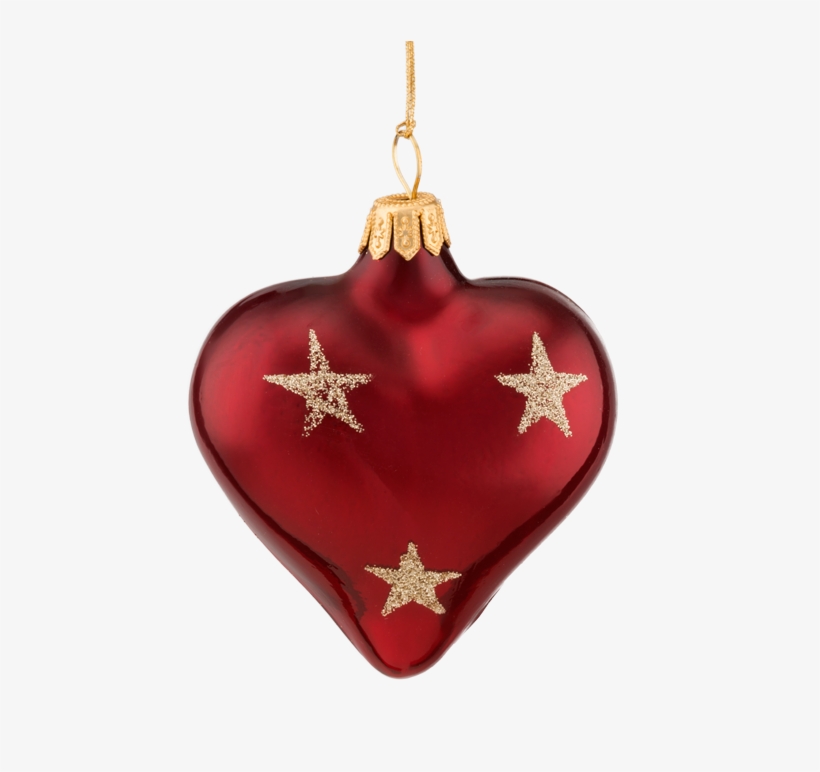 Heart-shaped Ornament With Golden Stars - Christmas Ornament, transparent png