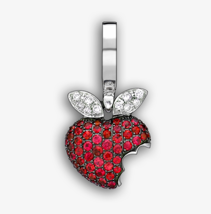 White Gold & Ruby Baby Bitten Apple 'art Charm - Locket, transparent png