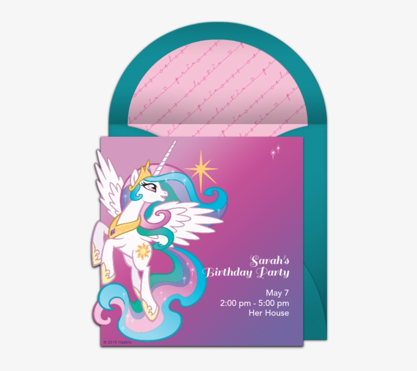 Princess Celestia Prance Online Invitation - Princess Celestia Pony Invitations, transparent png