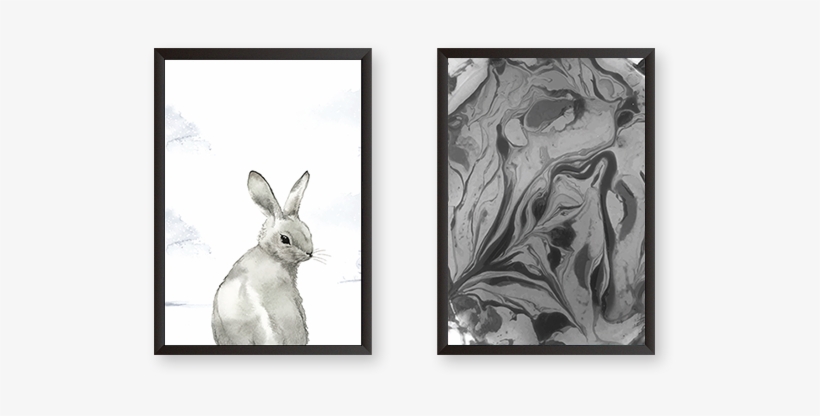 Rabbit With Modern Art Set Of 2 Frames - Domestic Rabbit, transparent png
