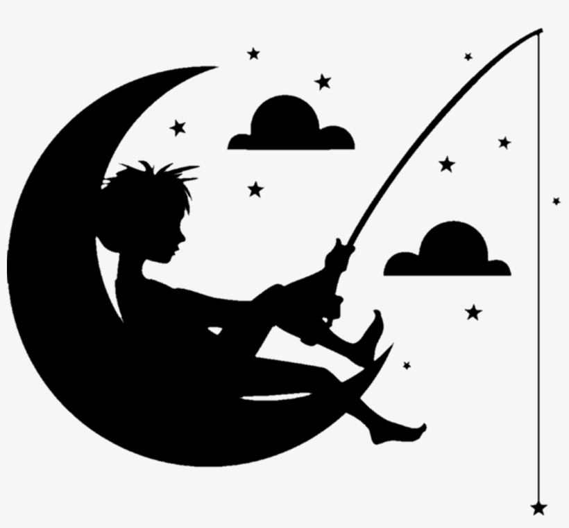 Freetoedit Silhouette Art Night Sky Moon Disney Fairyt - Lune Enfant, transparent png