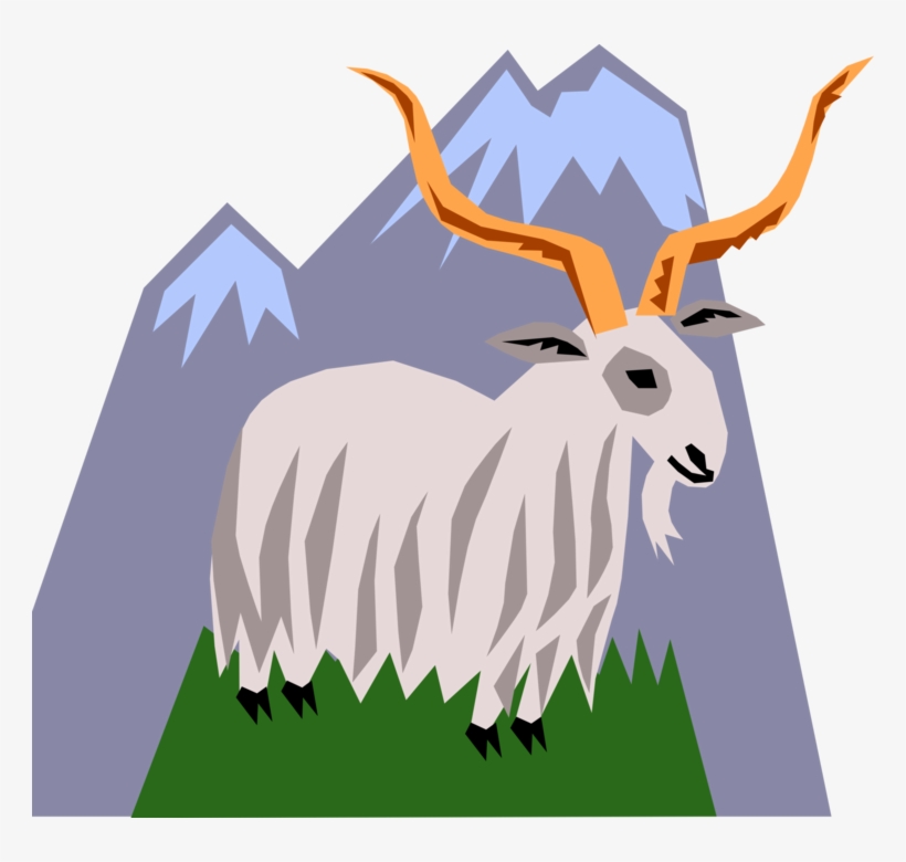 Vector Illustration Of Mountain Goat With Horns Climbing - Antelope, transparent png