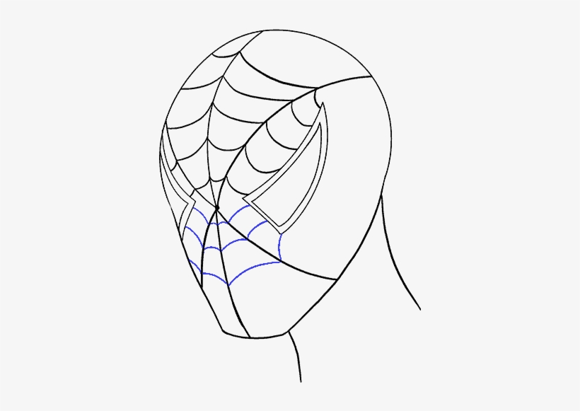 Drawn Spider Man Spider Man's Face - Drawing, transparent png