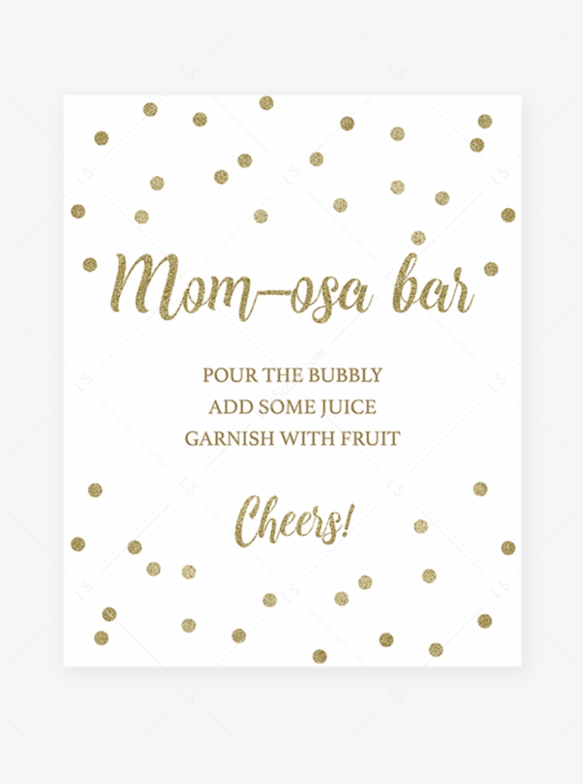 Momosa Bar Table Sign With Gold Confetti By Littlesizzle - Paper, transparent png