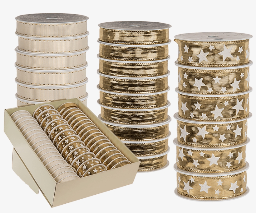 Golden Coloured Ribbon - Vánoční Stuha, transparent png