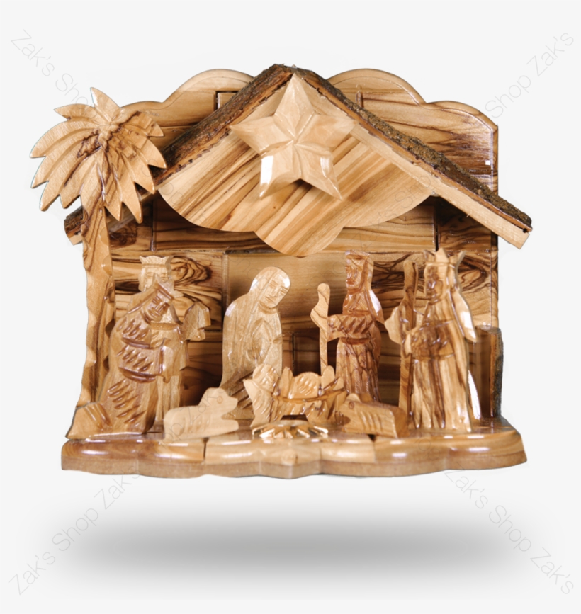 Home / Olive Wood / Inn Nativity Set - Wood, transparent png