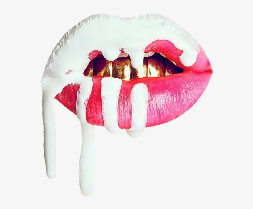 Kylie Kyliejenner Lips White Pink Grillz Dope Sticker - Kylie Jenner Makeup Logo, transparent png