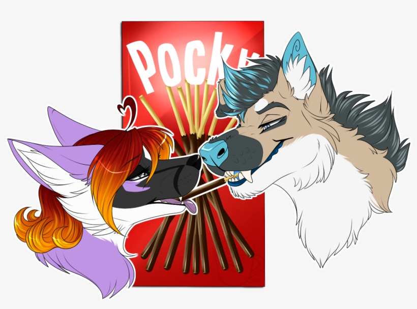 Pocky Game Couples Night And Mutt By Nighttwilightwolf - Cartoon, transparent png