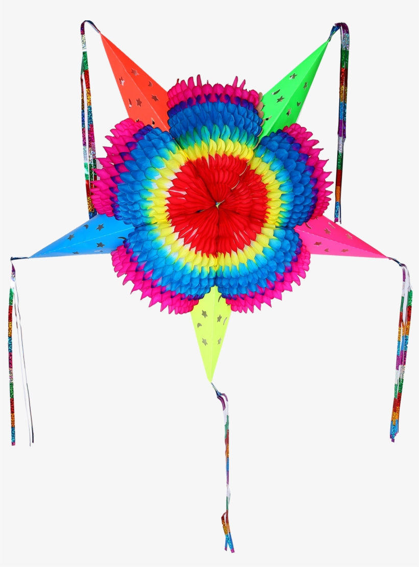 Colorful Star Mexican Piñata Foldable Cardboard Party - Circle, transparent png