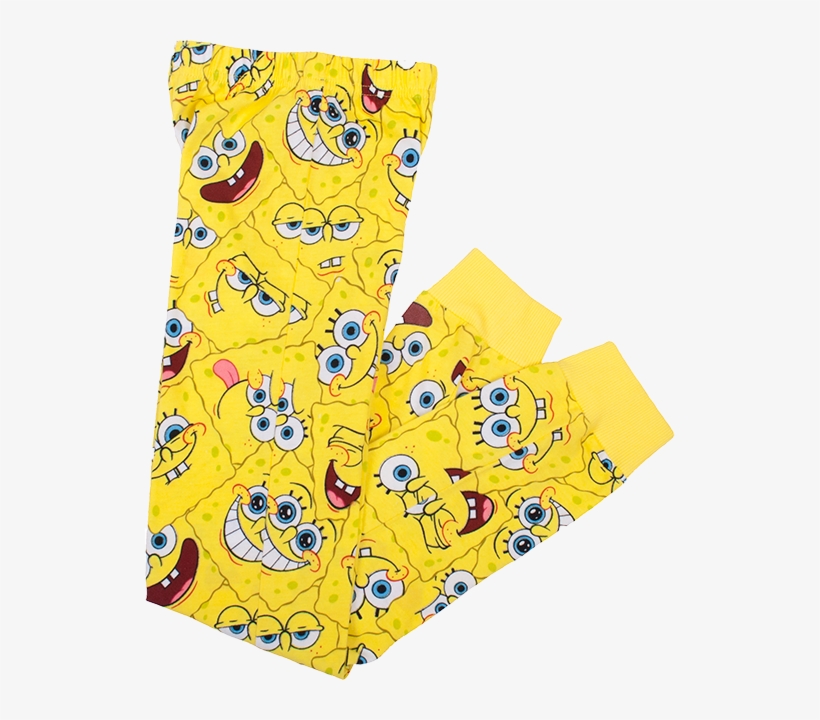 Long Sleeve Spongebob Faces Boys Pajama Set - Cartoon, transparent png