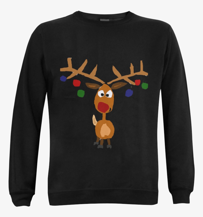 Funny Funky Rudolph Reindeer Christmas Art Gildan Crewneck - Reindeer Art Kids, transparent png