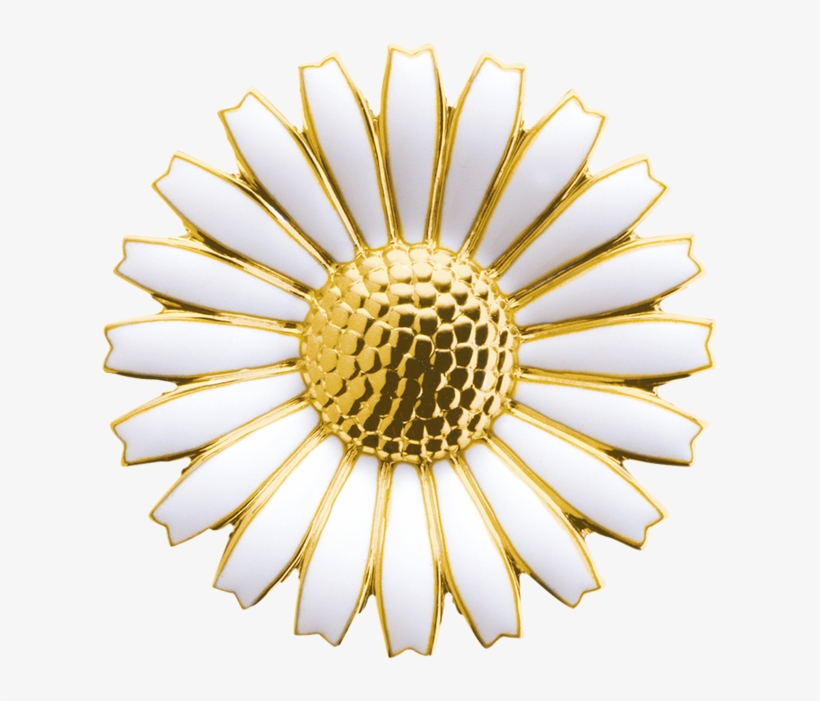 Gold Plated Sterling Silver With White Enamel Georg - Georg Jensen Marguerit, transparent png