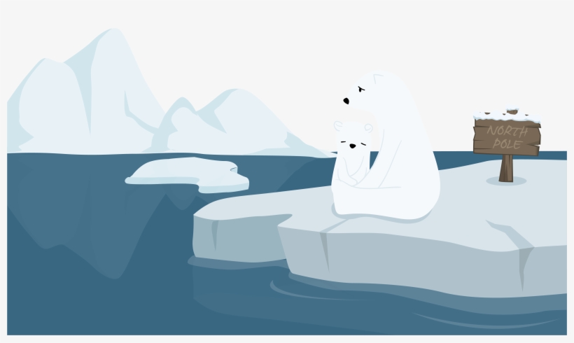 Polar Bear Ice Melting - Polar Bear On Melting Ice Drawing, transparent png