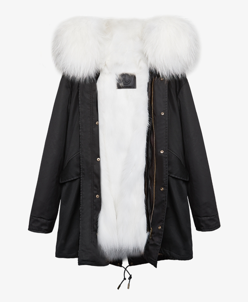 Black Parka White Fox - Fur Clothing, transparent png