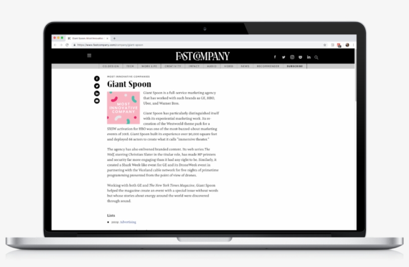 Gs Fastco Award - Fast Company, transparent png