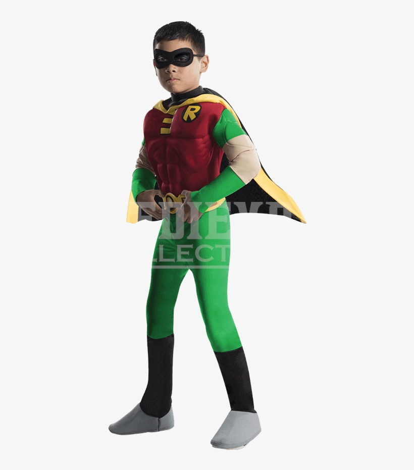 Boys Deluxe Teen Titans Robin Muscle Costume - Teen Titans Costume, transparent png