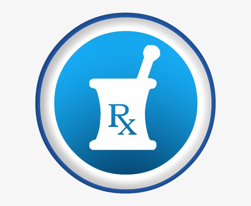 Mortar Pestle Rx Symbol Blue Button - Mortar And Pestle Rx Symbol