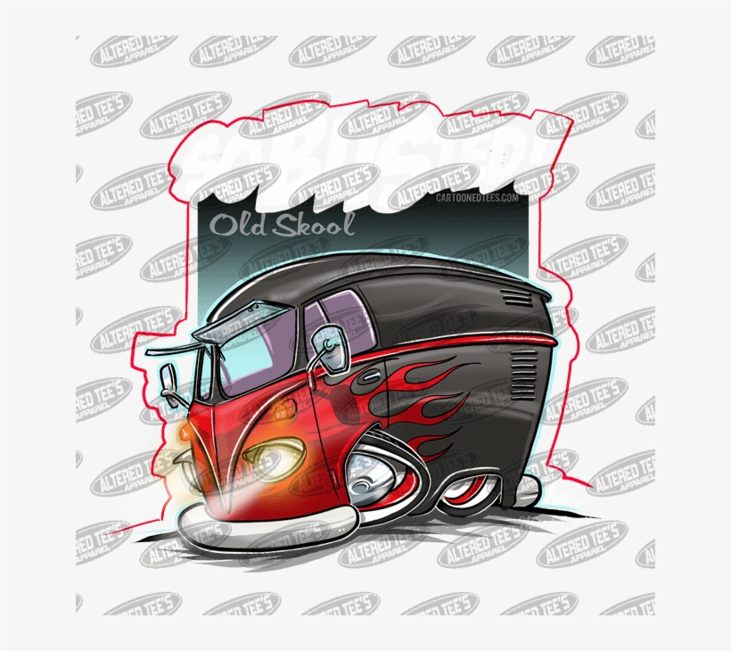 Vw Bus Red Flames - Illustration, transparent png
