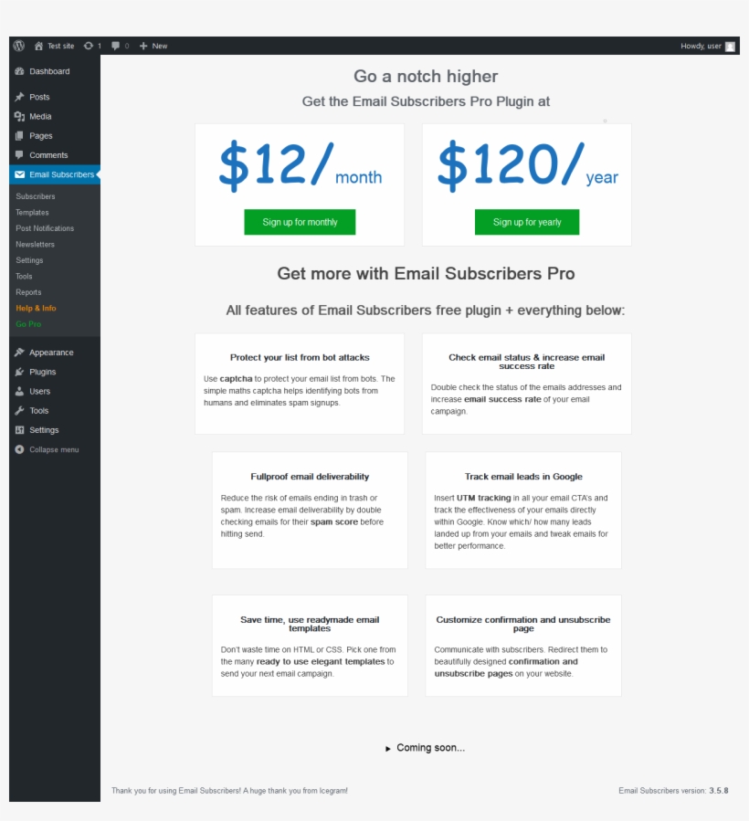 Email Subscribers → Go Pro - Wordpress Updates Dashboard, transparent png