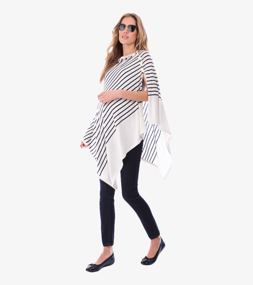 Séraphine Mia Striped Nautical Maternity Shawl, White/navy, transparent png