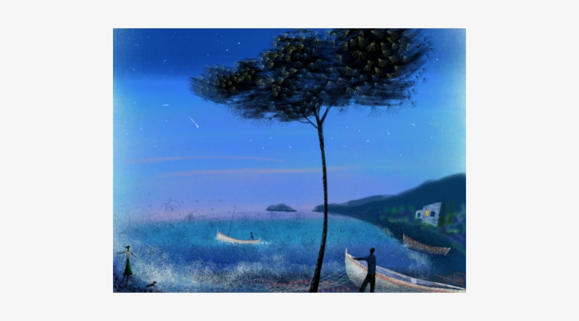 Spanish Fishing Boats On The Beach - Painting, transparent png