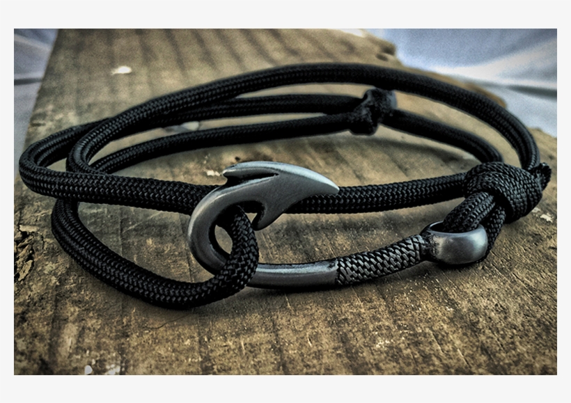 Paracord Fish Hook Bracelet Black - Bracelet, transparent png