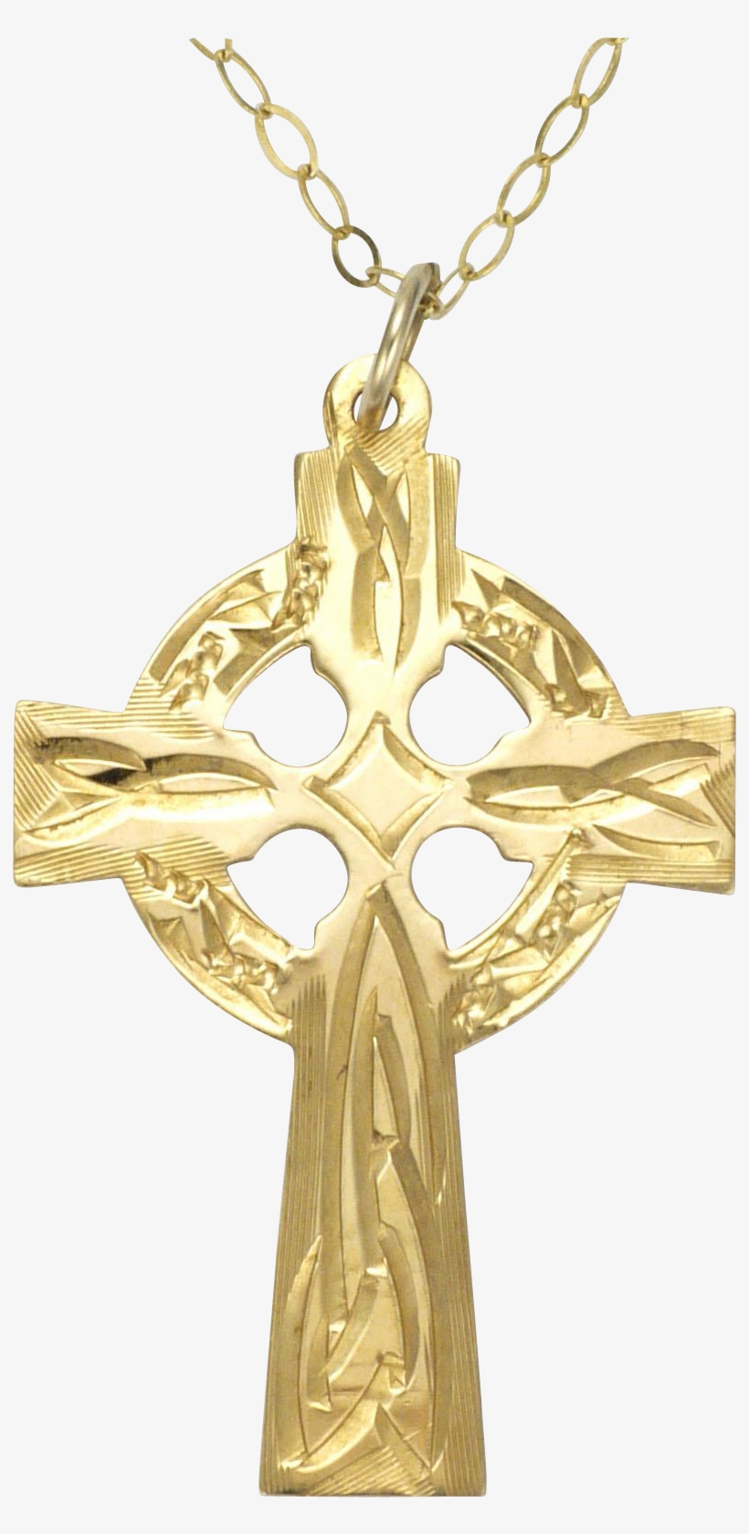 Gold Cross Necklace Png - Celtic Cross Necklace 9k Gold, transparent png