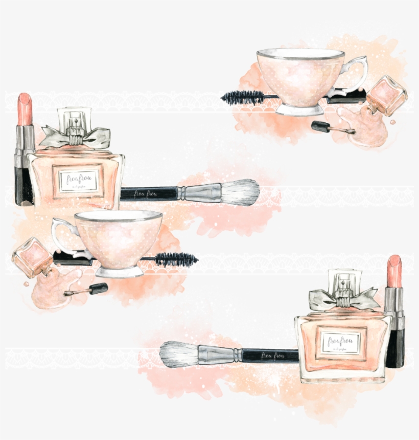Ftestickers Watercolor Makeup Cosmetics Background - Watercolor Painting, transparent png